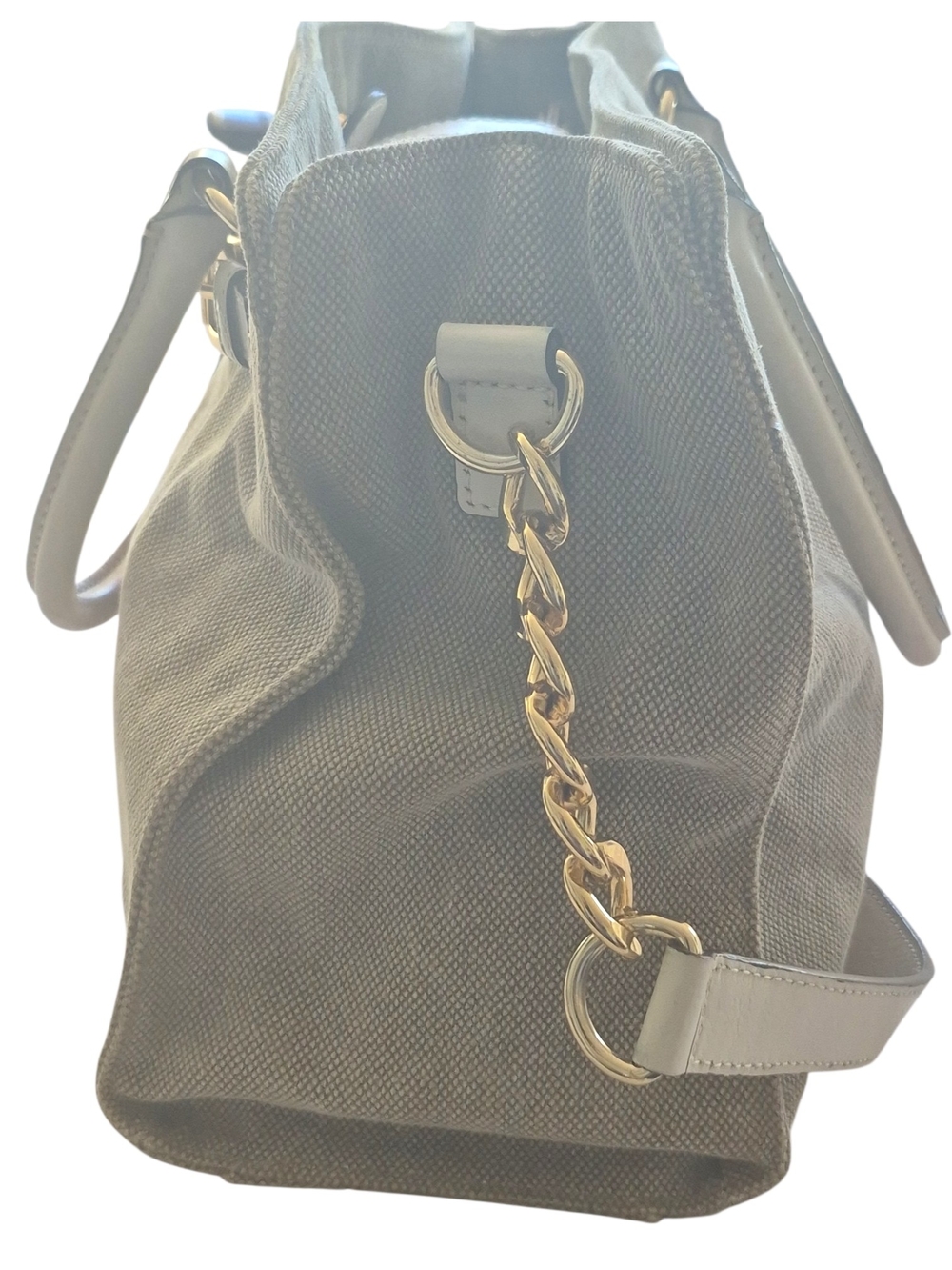 Michael Kors Hamilton Taupe Tote with Gold Hardware - Picture 3 of 9